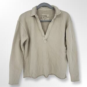 NEW Frank & Eileen Patrick Triple Fleece Popover Henley Sweatshirt Biscotti Tan